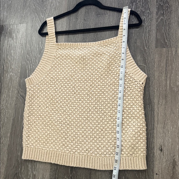 J. Crew Basket Stitch Sweater Tank Crochet Buff Clay Tan Neutral Size L/XL Boho - Picture 7 of 7